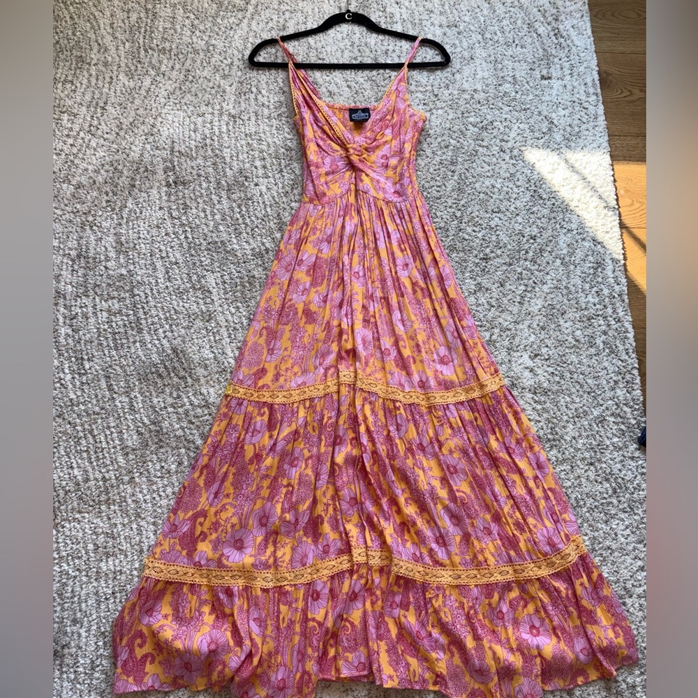 Elegant Pink and Orange Maxi Dress